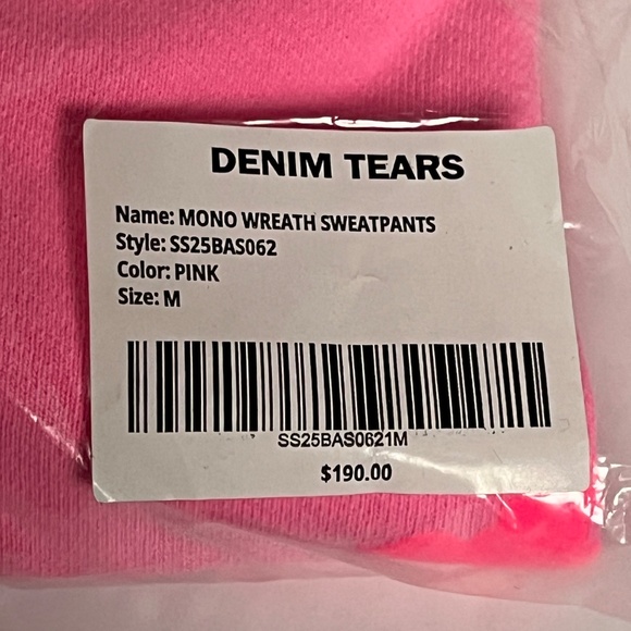 Denim Tears Mens Mono Wreath Sweatpants Mens Size Medium SS25BAS062 New With Tag - Picture 2 of 5